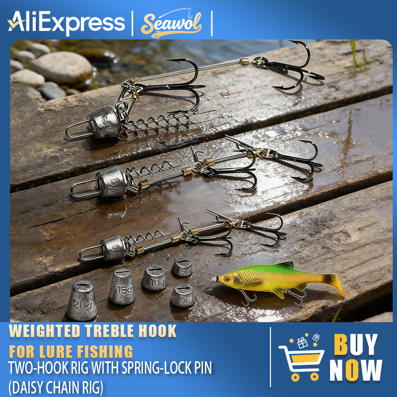 Fishing Hook Treble - Zestawy haczyków wędkarskich ze stalowym przyponem,